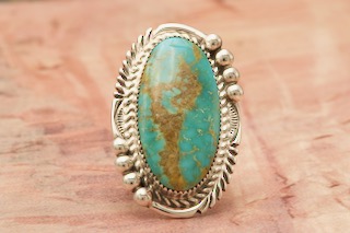 Genuine Kingman Turquoise Sterling Silver Native American Ring